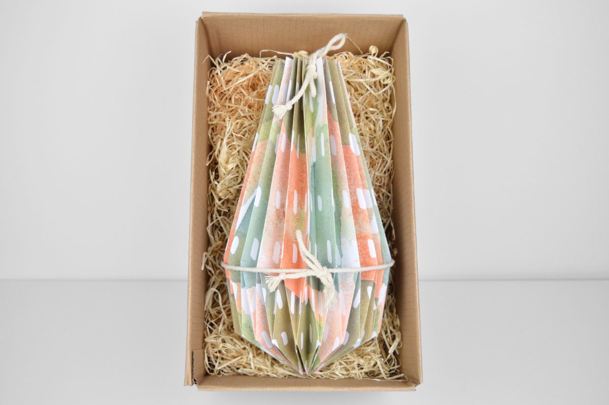 PAPERLAMP® "Gouache Grün Orange" (Easy Installation) - Lampenschirm