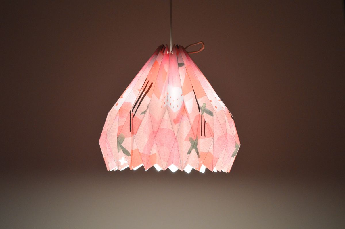 Lampenschirm - Paper Lamp "Gouache Rosarot" - on