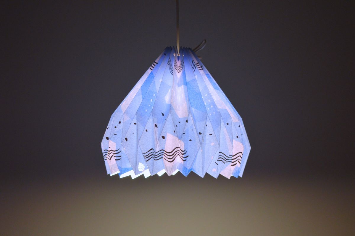 Lampenschirm - Paper Lamp "Gouache Blau" - on