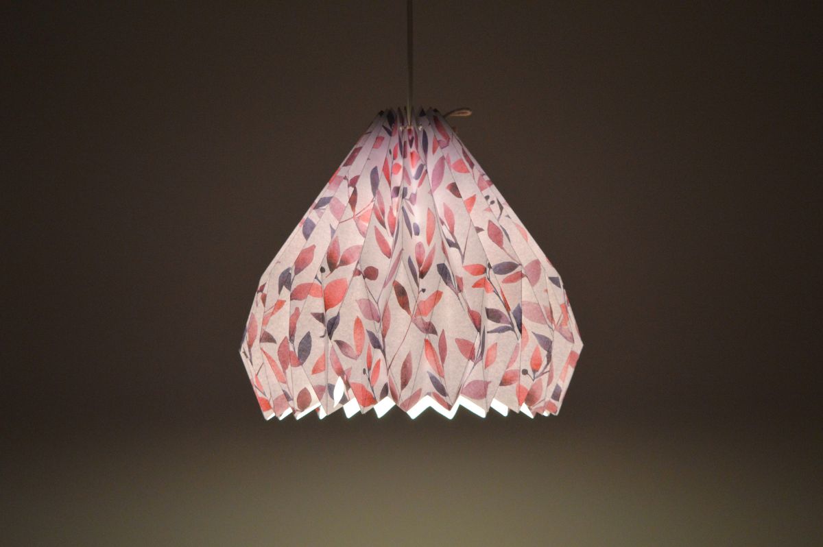 Paper Lamp - Lampenschirm "Lila Blätter" - on