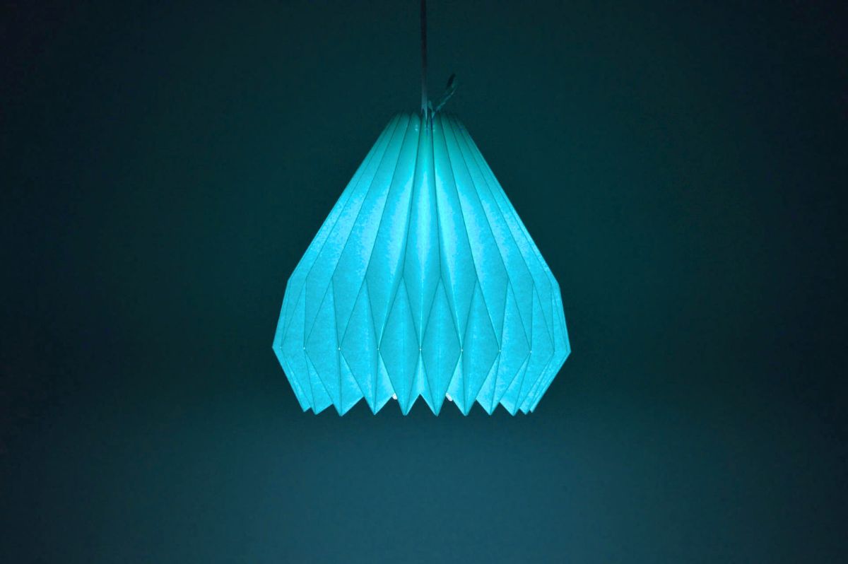 Lampenschirm - Paper Lamp "Azure Blue"- On