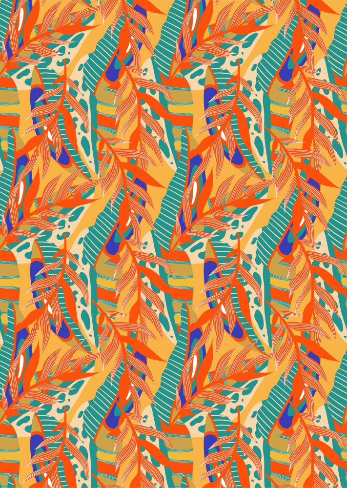 Lampenschirm - Paper Lamp “Orange Jungle” (Easy Installation) - Print
