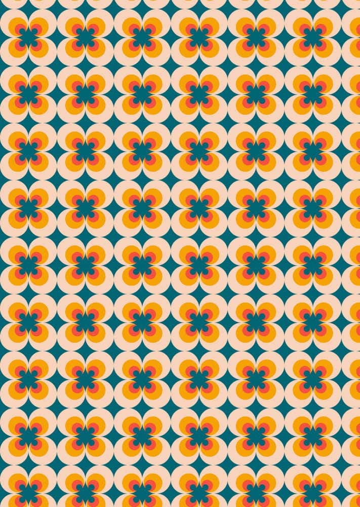 Lampenschirm - Paper Lamp “Retro Flower” (Easy Installation) - Print
