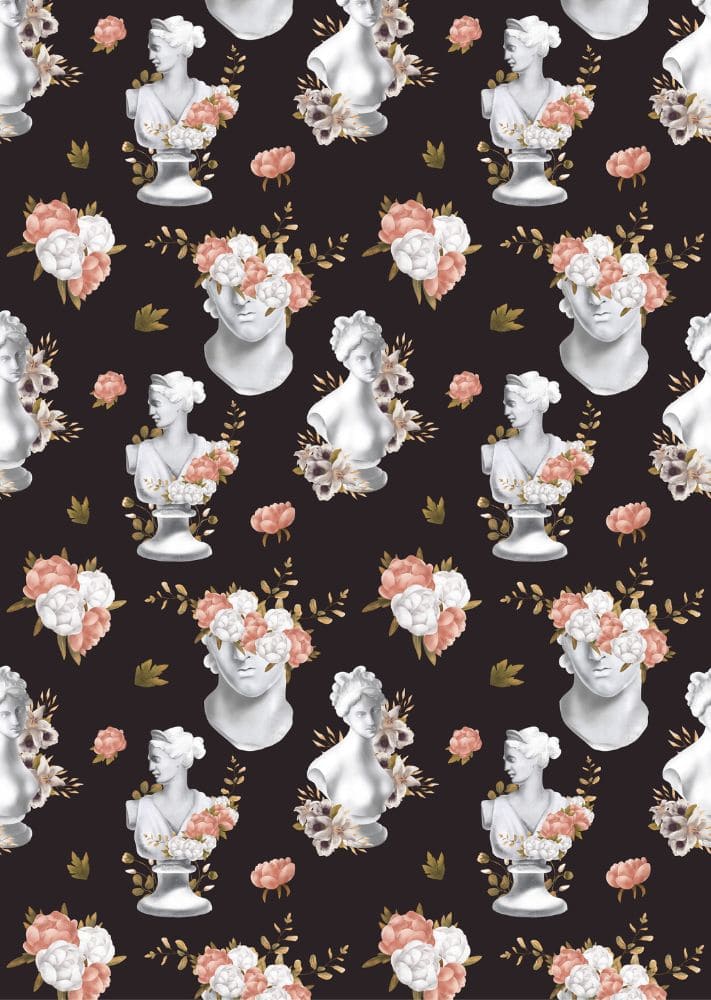 Lampenschirm - Paper Lamp "Statues and Roses" (Easy Installation) - Print