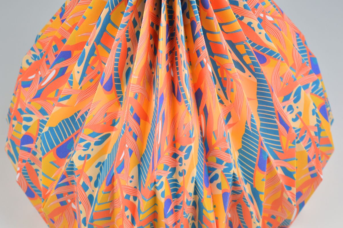 Lampenschirm - Paper Lamp “Orange Jungle” (Easy Installation) - Closeup