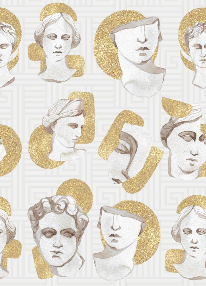 Lampenschirm - Paper Lamp "Goldene Skulpturen" (Easy Installation) - Print