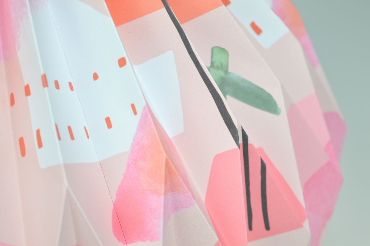 Lampenschirm - Paper Lamp "Gouache Rosarot" (Easy Installation) - Closeup 2