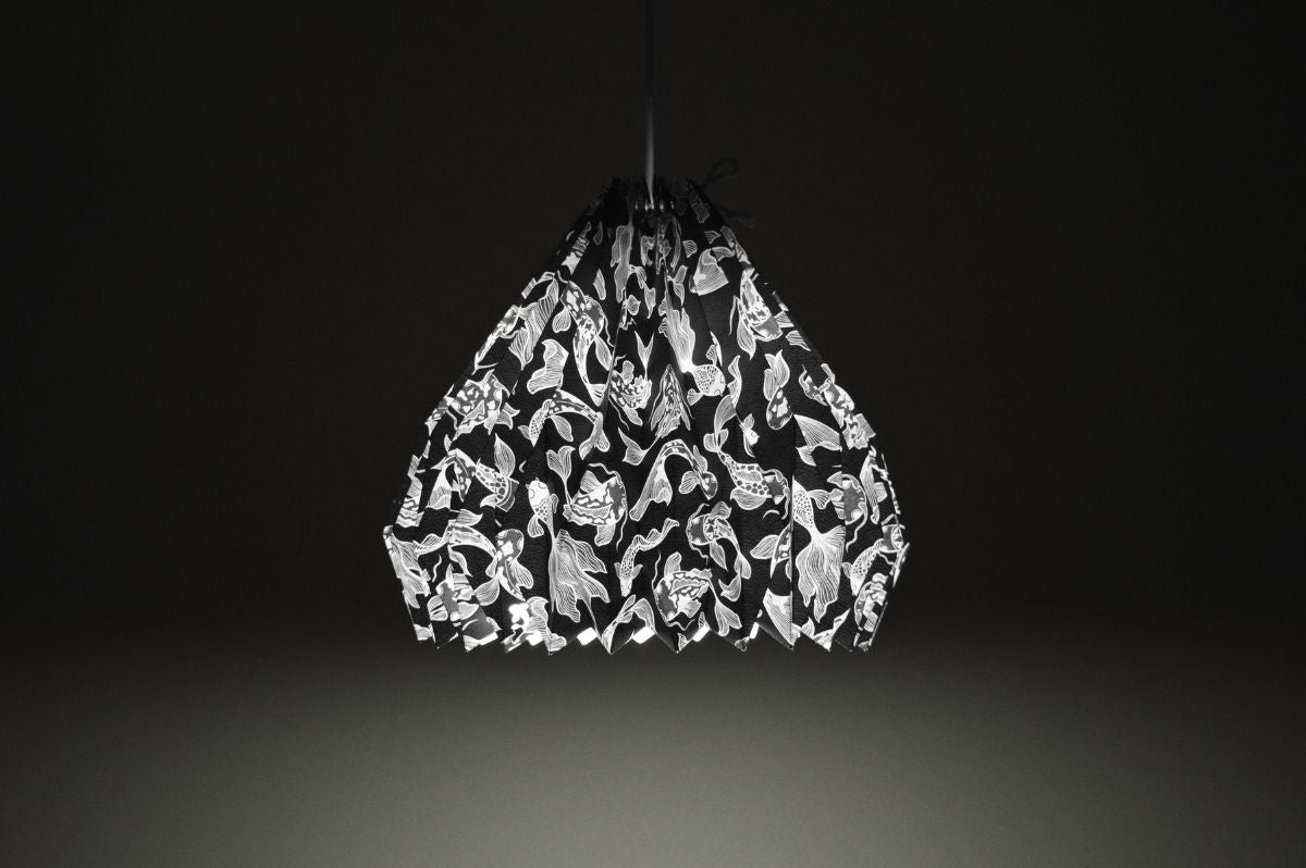 Lampenschirm - Paper Lamp "Schwarzer Koi" (Easy Installation) - On